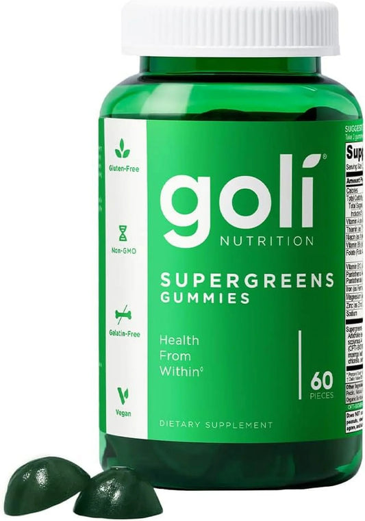 Nutrition Supergreens Gummies, Super Green and Probiotic Blend Dietary Supplement, 60 Count
