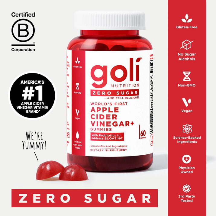 Nutrition Apple Cider Vinegar Zero Sugar Apple Cider Gummies, 60 Count