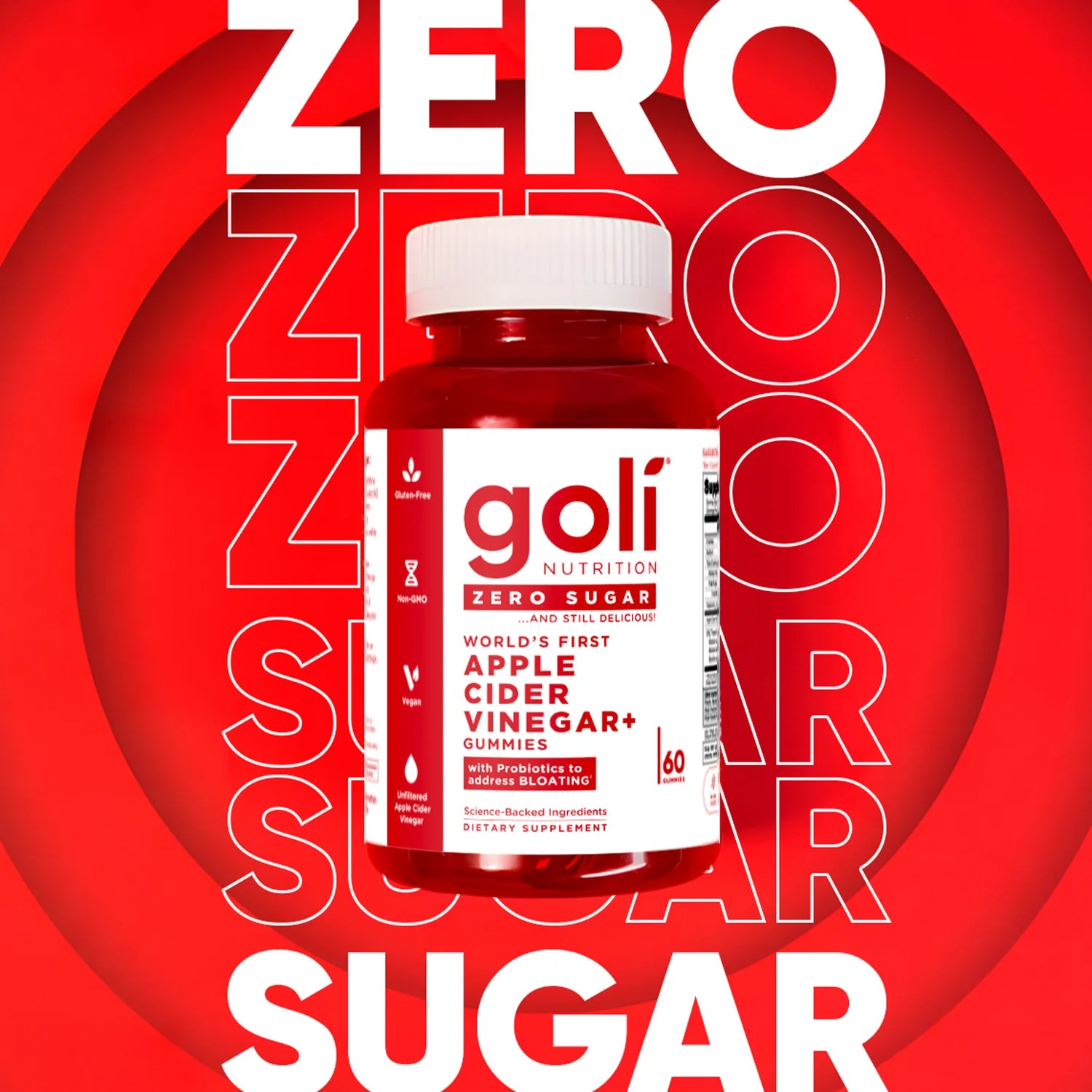 Nutrition Apple Cider Vinegar Zero Sugar Apple Cider Gummies, 60 Count
