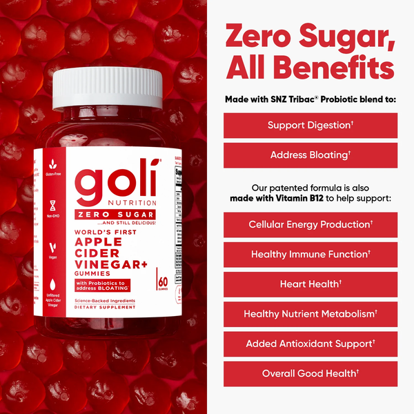 Nutrition Apple Cider Vinegar Zero Sugar Apple Cider Gummies, 60 Count